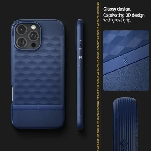 Caseology Parallax Mag for iPhone 16 Pro Case [Enhanced Ergonomic Design Case Compatible with Magsafe] Military Grade Drop Tested (2024) - Midnight Blue - 3
