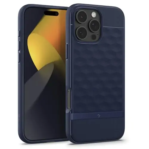 Caseology Parallax Mag for iPhone 16 Pro Case [Enhanced Ergonomic Design Case Compatible with Magsafe] Military Grade Drop Tested (2024) - Midnight Blue - 4