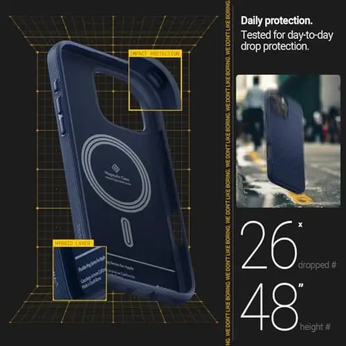 Caseology Parallax Mag for iPhone 16 Pro Case [Enhanced Ergonomic Design Case Compatible with Magsafe] Military Grade Drop Tested (2024) - Midnight Blue - 7