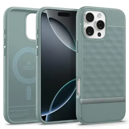 Caseology Parallax Mag for iPhone 16 Pro Case [Enhanced Ergonomic Design Case Compatible with Magsafe] Military Grade Drop Tested (2024) - Sage Green - 1