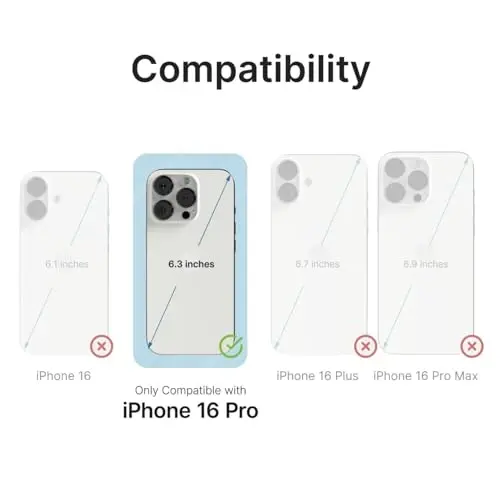 Catalyst Influence Case for iPhone 16 Pro, 2.5X Higher Drop Proof, Non-Slip Frosted Edges and Non Magsafe Crystal Clear Back, Raised Edges Protection, 30% Louder Forward Audio, Lanyard Included - 3