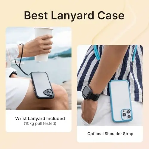 Catalyst Influence Case for iPhone 16 Pro, 2.5X Higher Drop Proof, Non-Slip Frosted Edges and Non Magsafe Crystal Clear Back, Raised Edges Protection, 30% Louder Forward Audio, Lanyard Included - 6