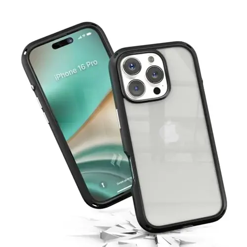 Catalyst Influence Case for iPhone 16 Pro, 2.5X Higher Drop Proof, Non-Slip Frosted Edges and Non Magsafe Crystal Clear Back, Raised Edges Protection, 30% Louder Forward Audio, Lanyard Included - 1