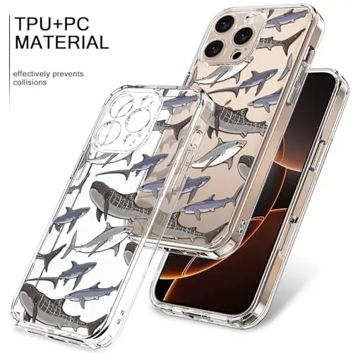 bicol for iPhone 16 Pro Case with Screen Protector, Enhanced Camera Protection, Crystal Acrylic Clear with Fashionable Designs for Girls Women, Slim Fit Protective Phone Cover, Beautiful Whales - 3