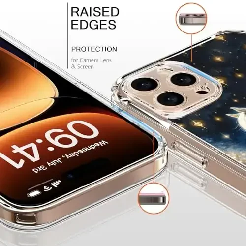 bicol Christmas Phone Case for iPhone 16 Pro with Screen Protector, Enhanced Camera Protection - Wireless Charging - Slim Shockproof Protective Acrylic Clear Cover for Women Girls - Christmas Horse - BICOL (1)