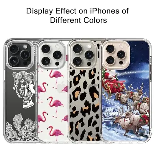 bicol Christmas Phone Case for iPhone 16 Pro with Screen Protector, Enhanced Camera Protection - Wireless Charging - Slim Shockproof Protective Acrylic Clear Cover for Women Girls - Santa Sleigh - 5