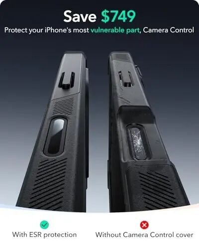 ESR for iPhone 16 Pro Case, 7X Military-Grade Drop Protection, Shock-Absorbing Rugged Cover with Camera Control Button, MagSafe Accessories Compatible, Cyber Series, Black - ESR (1)