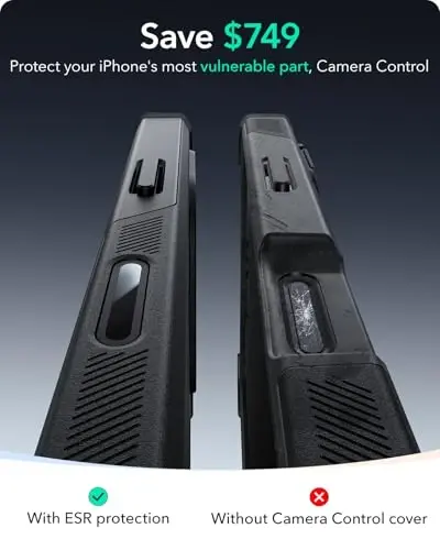 ESR for iPhone 16 Pro Case, 7X Military-Grade Drop Protection, Shock-Absorbing Rugged Cover with Camera Control Button, MagSafe Accessories Compatible, Cyber Series, Black - 3