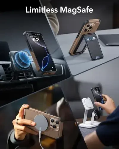 ESR for iPhone 16 Pro Case, 7X Military-Grade Drop Protection, Shock-Absorbing Rugged Cover with Camera Control Button, MagSafe Accessories Compatible, Cyber Series, Desert Titanium - 6