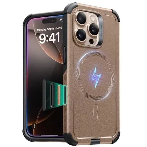 ESR for iPhone 16 Pro Case, 7X Military-Grade Drop Protection, Shock-Absorbing Rugged Cover with Camera Control Button, MagSafe Accessories Compatible, Cyber Series, Desert Titanium - 1