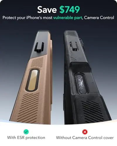 ESR for iPhone 16 Pro Case, 7X Military-Grade Drop Protection, Shock-Absorbing Rugged Cover with Camera Control Button, MagSafe Accessories Compatible, Cyber Series, Desert Titanium - 3