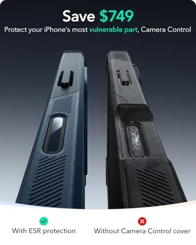 ESR for iPhone 16 Pro Case, 7X Military-Grade Drop Protection, Shock-Absorbing Rugged Cover with Camera Control Button, MagSafe Accessories Compatible, Cyber Series, Navy Blue - 3