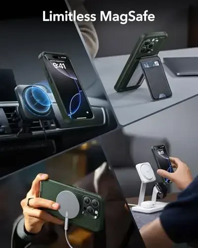 ESR for iPhone 16 Pro Case, 7X Military-Grade Drop Protection, Shock-Absorbing Rugged Cover with Camera Control Button, MagSafe Accessories Compatible, Cyber Series, Army Green - 6