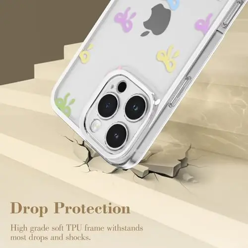 EYZUTAK Case for iPhone 16 Pro, Clear Cute Ribbon Bowknot Pattern Aesthetic Transparent Phone Case Raised Camera Protection Stylish Slim Soft Durable TPU Protective Cover for Women Girls - Colorful - 3