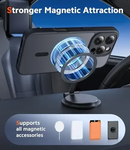 FNTCASE for iPhone 16 Pro Case: Matte Magnetic Phone Cases with Screen Protector Compatible with Magsafe Slim Anti Yellowing Rugged Shockproof Protective Translucent Cell Phone Cover (C-Black) - 4