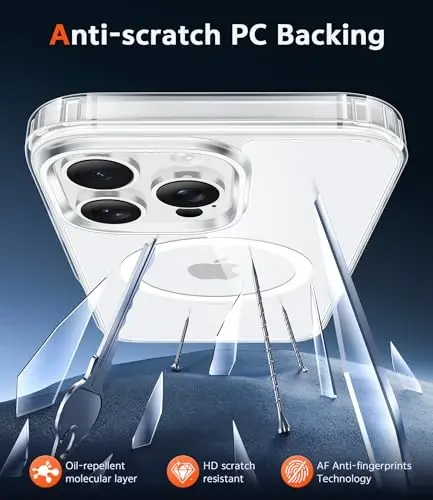 FNTCASE for iPhone 16 Pro Case: Clear Magnetic Phone Cases with Screen Protector Slim Anti Yellowing Rugged Shockproof Protective Transparent Cell Phone Cover (A-Clear) - 4
