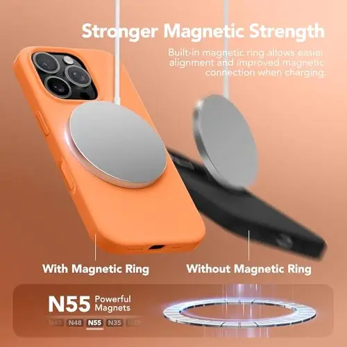 GONEZ Magnetic for iPhone 16 Pro Case, Compatible with MagSafe, [Screen Protector + Camera Lens Protector], Silicone Shockproof Anti-Scratch Protective Phone Case 6.3 inch, Orange - GONEZ (1)