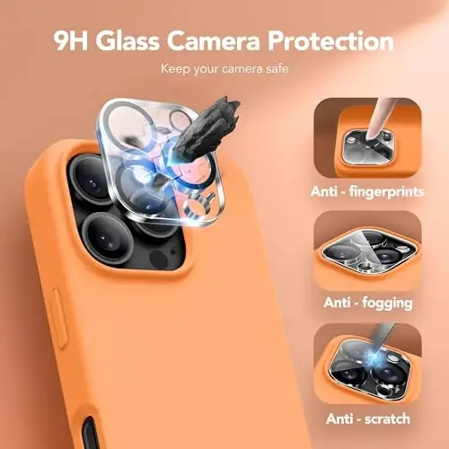 GONEZ Magnetic for iPhone 16 Pro Case, Compatible with MagSafe, [Screen Protector + Camera Lens Protector], Silicone Shockproof Anti-Scratch Protective Phone Case 6.3 inch, Orange - 6