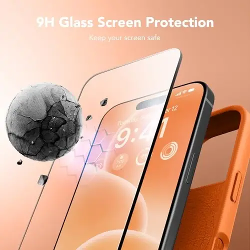 GONEZ Magnetic for iPhone 16 Pro Case, Compatible with MagSafe, [Screen Protector + Camera Lens Protector], Silicone Shockproof Anti-Scratch Protective Phone Case 6.3 inch, Orange - 5