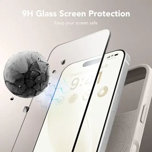 GONEZ Magnetic for iPhone 16 Pro Case, Compatible with MagSafe, [Screen Protector + Camera Lens Protector], Silicone Shockproof Anti-Scratch Protective Phone Case 6.3 inch, Stone - 4