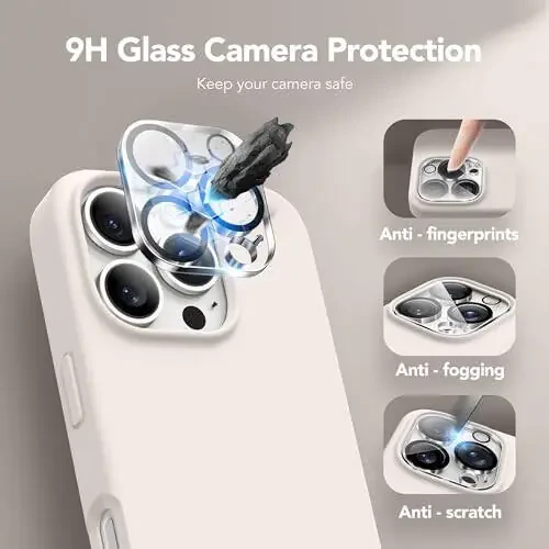 GONEZ Magnetic for iPhone 16 Pro Case, Compatible with MagSafe, [Screen Protector + Camera Lens Protector], Silicone Shockproof Anti-Scratch Protective Phone Case 6.3 inch, Stone - 6