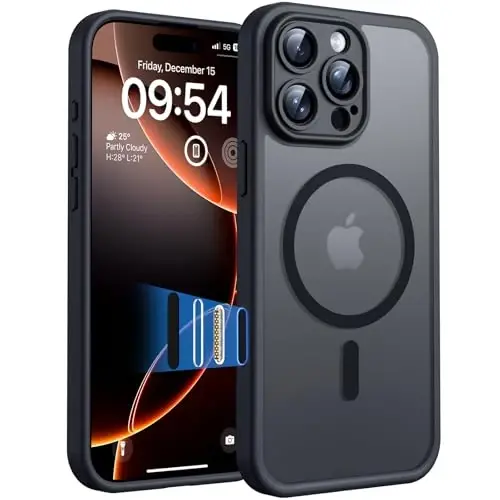 iPhone 16 Pro için Kamera Kontrol Yakalama Düğmeli TOCOL Kılıf, Magsafe Şarj Cihazı ile Uyumlu, Dahili Manyetik Halka, iPhone 16 Pro 6.3 inç için Yarı Saydam Mat Telefon Kılıfı (Anahtar Siyah) - 1
