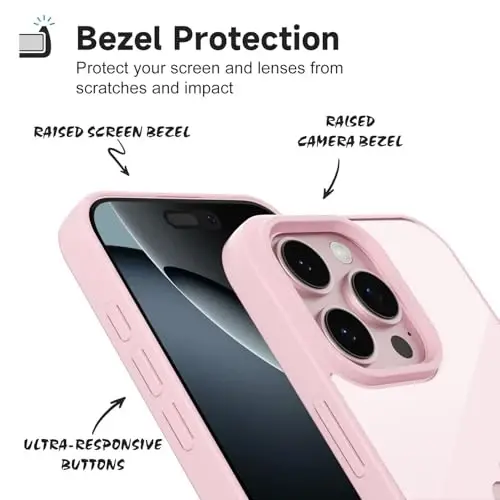 iPhone 16 Pro için LoeoeL Kılıf Şeffaf, Transparan Hibrit 16 Pro Telefon Kılıfı [Sert Plastik & Yumuşak Silikon Tampon] Akrilik Sararmayan İnce Koruyucu Kapak Kadınlar için, Açık Pembe - 4