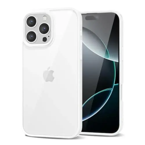 LoeoeL for iPhone 16 Pro Case Clear, Transparent Hybrid 16 Pro Phone Case [Hard Plastic & Soft Silicone Bumper] Acrylic Non Yellowing Thin Slim Protective Cover for Women, White 