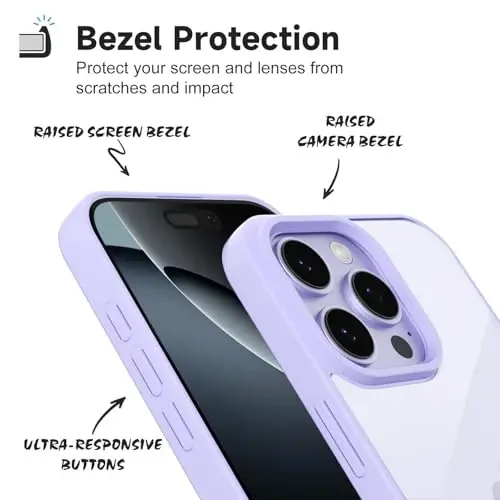 iPhone 16 Pro için LoeoeL Kılıfı Şeffaf, Transparan Hibrit 16 Pro Telefon Kılıfı [Sert Plastik & Yumuşak Silikon Tampon] Akrilik Sararmayan İnce Koruyucu Kapak, Kadınlar için, Mor Lavanta - 4