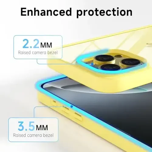 LoeoeL for iPhone 16 Pro Case Clear, Transparent Hybrid 16 Pro Phone Case [Hard Plastic & Soft Silicone Bumper] Acrylic Non Yellowing Thin Slim Protective Cover for Women, Yellow - 5