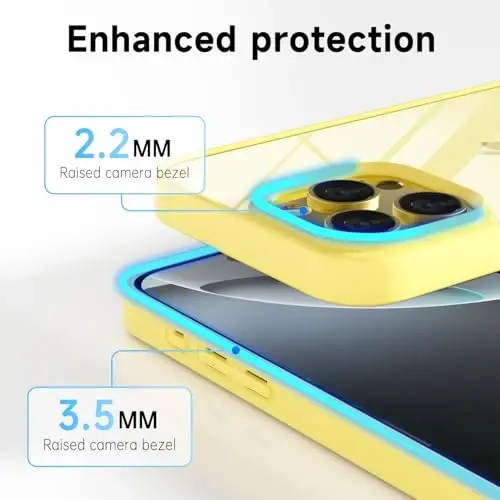 LoeoeL for iPhone 16 Pro Case Clear, Transparent Hybrid 16 Pro Phone Case [Hard Plastic & Soft Silicone Bumper] Acrylic Non Yellowing Thin Slim Protective Cover for Women, Yellow - 5