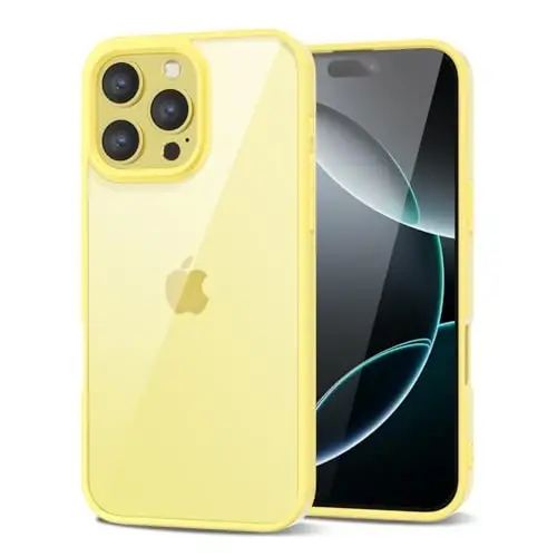 LoeoeL for iPhone 16 Pro Case Clear, Transparent Hybrid 16 Pro Phone Case [Hard Plastic & Soft Silicone Bumper] Acrylic Non Yellowing Thin Slim Protective Cover for Women, Yellow - LOEOEL (1)