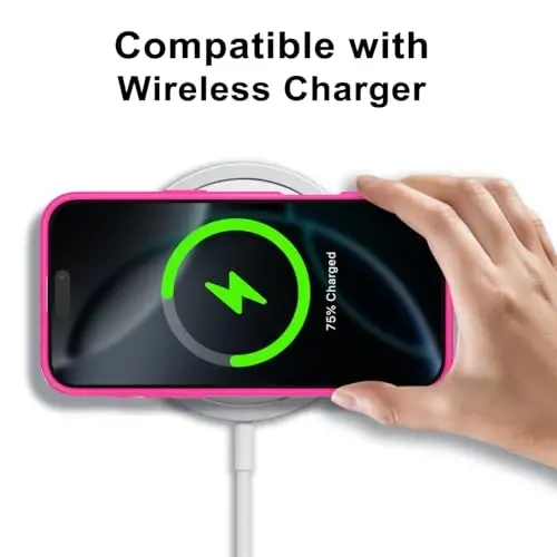 LoeoeL for iPhone 16 Pro Case Clear, Transparent Hybrid 16 Pro Phone Case [Hard Plastic & Soft Silicone Bumper] Acrylic Non Yellowing Thin Slim Protective Cover for Women, Neon Hot Pink - 8