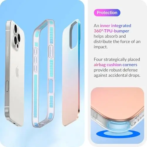 LONLI Hue Case for iPhone 16 Pro - [360° Shock-Absorbent Bumper] - [Cute and Unique Phone Cover for Girls and Women] - Fluorescent Holographic Iridescent - 4
