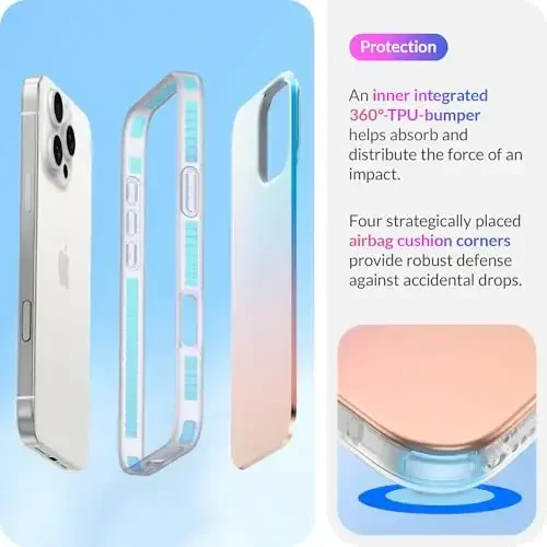 LONLI Hue Case for iPhone 16 Pro - [360° Shock-Absorbent Bumper] - [Cute and Unique Phone Cover for Girls and Women] - Fluorescent Holographic Iridescent - 4