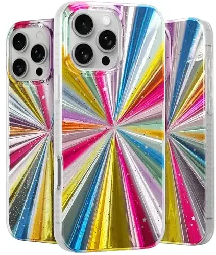 LONLI Hue Case for iPhone 16 Pro - [360° Shock-Absorbent Bumper] - [Cute and Unique Phone Cover for Girls and Women] - Cosmic Portal 
