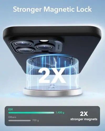 ESR for iPhone16 Pro Case with MagSafe, Supports Magnetic Charging, Smooth & Slim Silicone Case, Shockproof,for iPhone 16 Pro 6.3 inch Black - 4