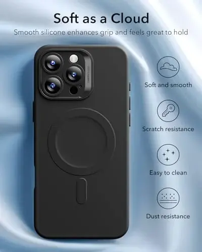 ESR for iPhone16 Pro Case with MagSafe, Supports Magnetic Charging, Smooth & Slim Silicone Case, Shockproof,for iPhone 16 Pro 6.3 inch Black - 5