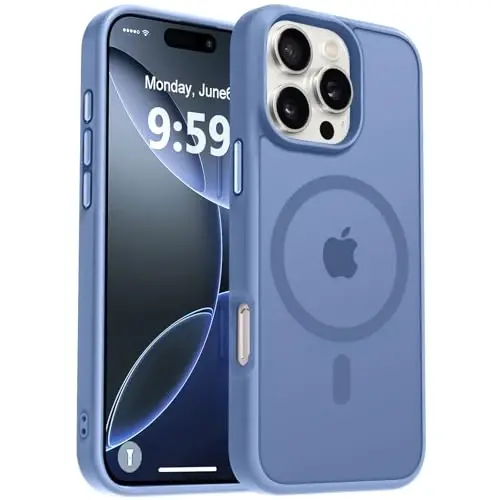 MOCCA Strong Magnetic for iPhone 16 Pro Phone Case, [Compatible with Magsafe][16FT Mil-Grade Drop Protection] Slim Thin Translucent Matte Protective Cover Case for iPhone 16 Pro Case, Blue 