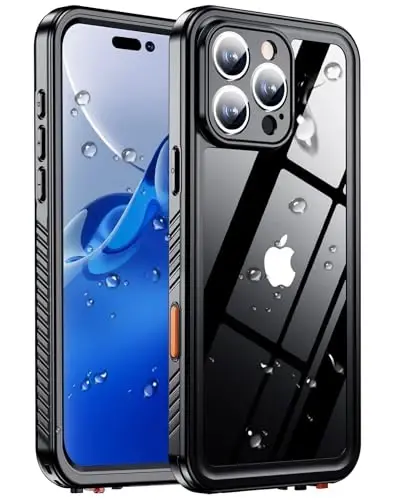 MOZOTER for iPhone 16 Pro Case Waterproof,[IPX8 Underwater Case][Full Body Shockproof & Military Dropproof] Clear Sound Quality Built-in Screen Protector for iPhone 16 Pro 6.3 inch-Black - MOZOTER