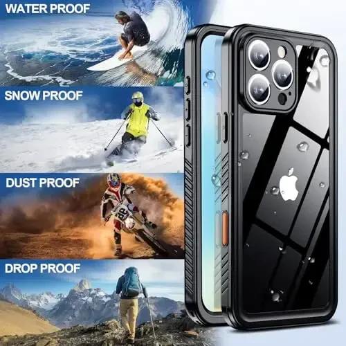MOZOTER for iPhone 16 Pro Case Waterproof,[IPX8 Underwater Case][Full Body Shockproof & Military Dropproof] Clear Sound Quality Built-in Screen Protector for iPhone 16 Pro 6.3 inch-Black - 6