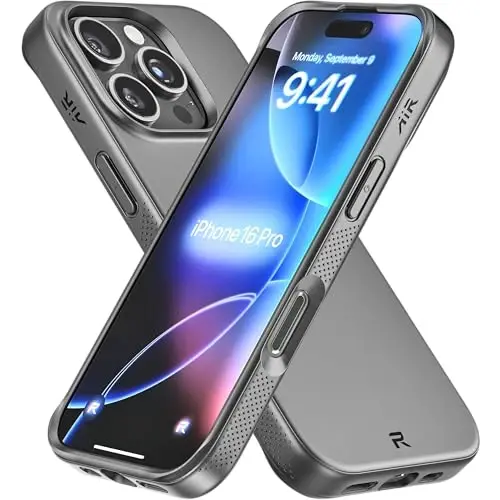 REBEL Air Case for iPhone 16 Pro [Air² Series] Strong MagSafe Compatible, Grippy Sides, Slim & Lightweight TPU Cover, Protective Corners, Raised Lens Ring, 6.3 Inch Phone 2024 (Black) - 1