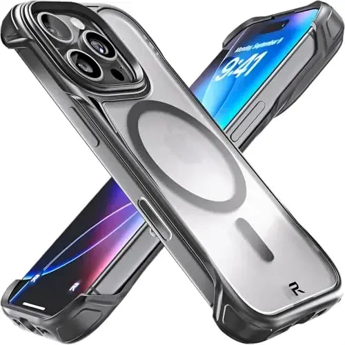 REBEL Case for iPhone 16 Pro [Frosted Flex Series] Exposed Sides for Comfort, Strong MagSafe Compatible, Clear Matte Texture, Protective Shockproof, Upgraded Frameless Cover, 6.3 Inch Phone 2024 - REBEL