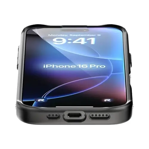 REBEL Case for iPhone 16 Pro [Gen-6 Aramid Fiber] Strong MagSafe Compatible, Grippy Sides, Shockproof Corners, Metal Lens + Buttons, Upgraded Protective Design, 6.3 Inch Phone 2024 (Black) - 5