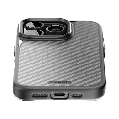 REBEL Case for iPhone 16 Pro [Gen-6 Aramid Fiber] Strong MagSafe Compatible, Grippy Sides, Shockproof Corners, Metal Lens + Buttons, Upgraded Protective Design, 6.3 Inch Phone 2024 (Black) - 6