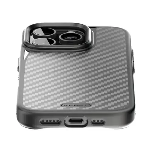 REBEL Case for iPhone 16 Pro [Gen-6 Aramid Fiber] Strong MagSafe Compatible, Grippy Sides, Shockproof Corners, Metal Lens + Buttons, Upgraded Protective Design, 6.3 Inch Phone 2024 (Black) - 6