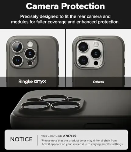 Ringke Onyx for iPhone 16 Pro Case, [Feels Good in The Hand] Oil & Dirt Resistant, Individual Lens Covers for Cameras, Non-Slip Enhanced Grip Lightweight Cover - Gray - 3