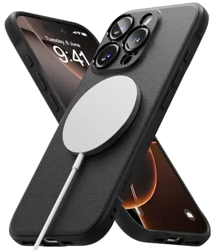 Ringke Onyx for iPhone 16 Pro Case, [Compatible with MagSafe] Oil & Dirt Resistant, Individual Lens Covers for Cameras, Non-Slip Enhanced Grip Lightweight Cover - Magnetic Black | Non-Slip, Enhanced Grip - 1
