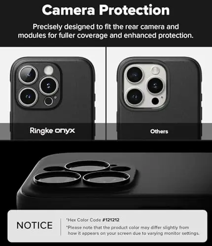 Ringke Onyx for iPhone 16 Pro Case, [Compatible with MagSafe] Oil & Dirt Resistant, Individual Lens Covers for Cameras, Non-Slip Enhanced Grip Lightweight Cover - Magnetic Black | Non-Slip, Enhanced Grip - 3