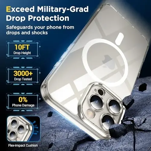 SPIDERCASE for iPhone 16 Pro Case, [Military-Grade Drop Tested] 2+Full Coverage Tempered Glass Screen Protector [Full Camera Protection] [Not Yellowing] Slim Case for iPhone 16 Pro 6.3’’, Clear - 3